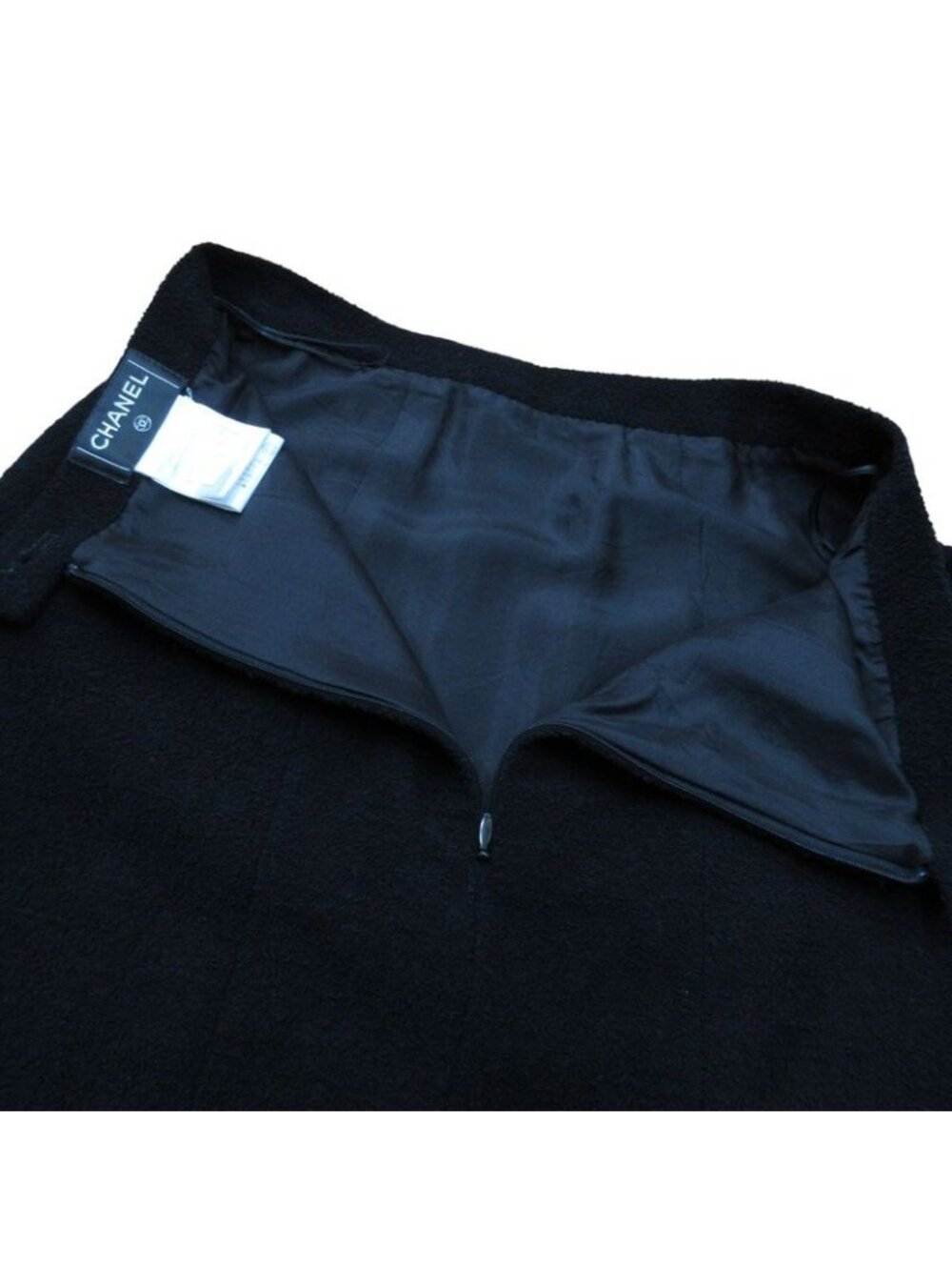Chanel Tweed Tight Knee-length Skirt Size 38 Black Women 08C - Picture 5 of 7
